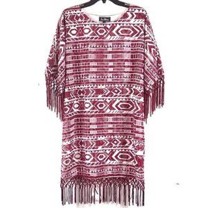 Sam Edelman Prairie Dreamer Aztec Straight Fringe Hem Lined Dress Size Medium
